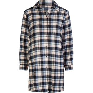 By Louise - Pyjama Nachthemd - Grijs/Roze - Lang - Flanel