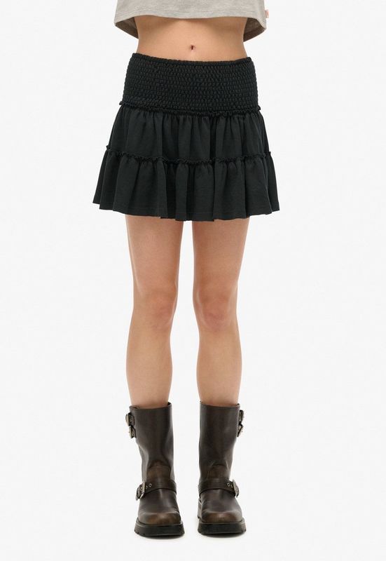 Superdry - W7210319A - Gestreept Gebreid Minirok - Zwart - Casual - Katoen