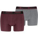 Puma - Everyday Basic - Boxershorts - Burgundy / Grey Melange - 2-pack