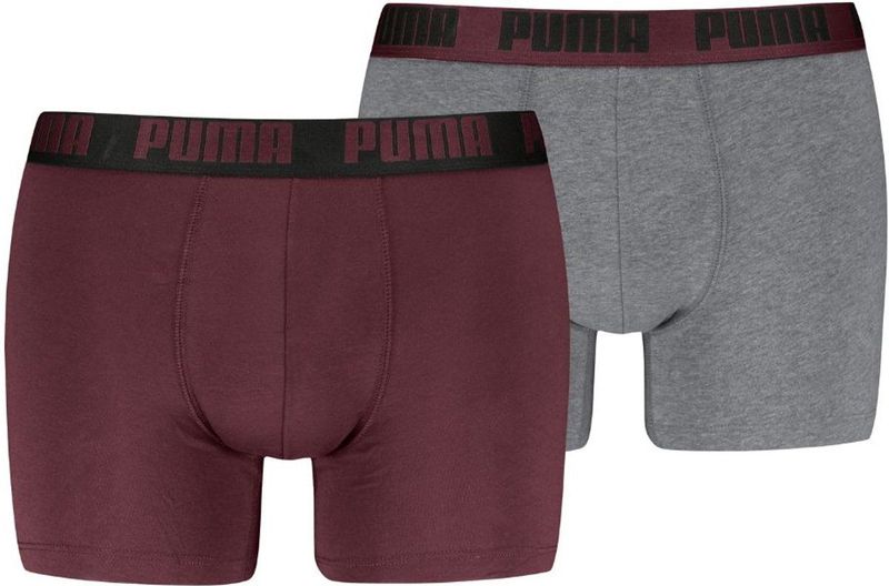 Puma - Everyday Basic - Boxershorts - Burgundy / Grey Melange - 2-pack