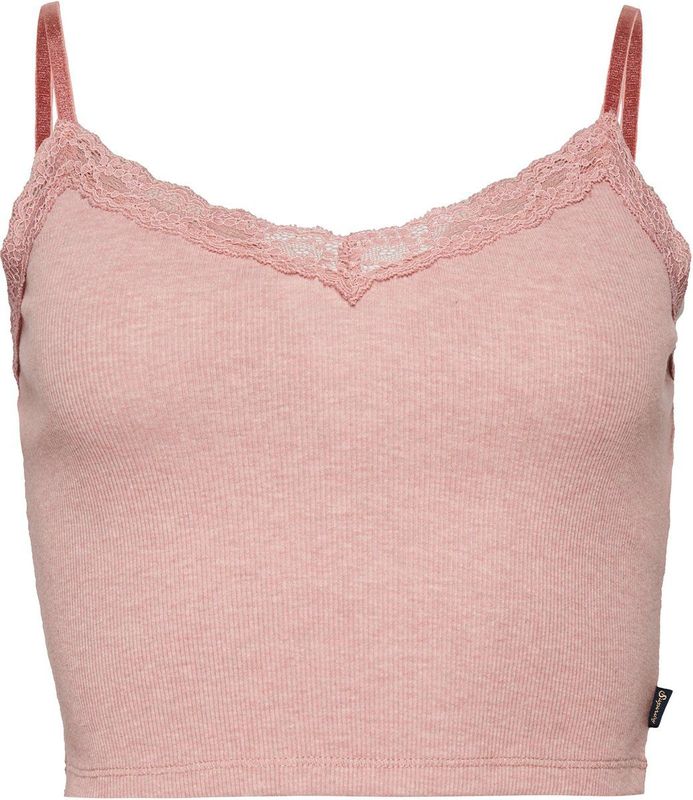 Superdry - Vintage Rib Lace Trim Top - Roze - Spaghetti Top