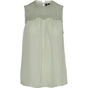 Vero Moda - Vmmaple Sl Lace Neck Top - Desert Sage - Dames
