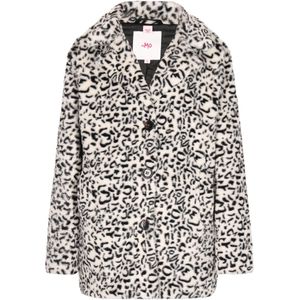 Mymo - Jas - Wit Zwart - Dames - Statement-jack met Bontpatroon