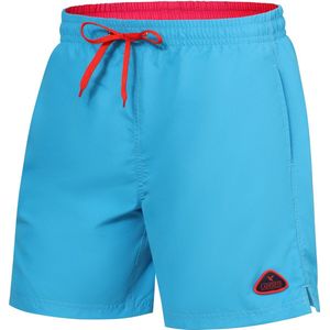 Ladeheid LA-ZA-SWS-Long Heren Zwembroek - Zwemshorts - met zijzakken en achterzak - sneldrogend - met binnenslip van mesh - Koordsluiting - Polyester - Azuurblauw/Koraalrood - M