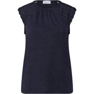 Street One Studio Dames Linnen top met kant in Blauw, in size: 34