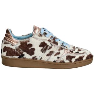 Piedi Nudi - Imola - Damessneaker - Koeienprint met Roze Accenten - Veterschoen