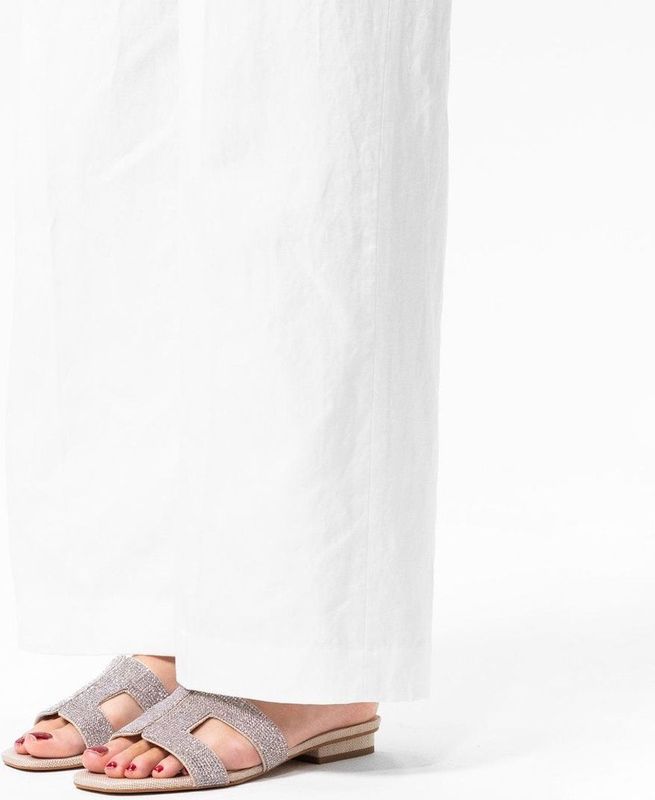 Manfield - Glitter Slippers - Zilver - Platte Hak 2 cm - Natural Trendspray