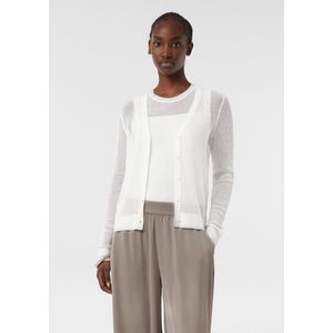 COMMA - Gebreid Vest - Wit - V-hals - Lange Mouw - Normale Pasvorm