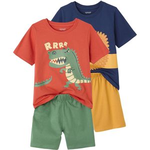 Set van 2 Dierenpyjama's voor Jongens - Meerkleurig - Korte Mouwen - 100% Biologisch Katoen