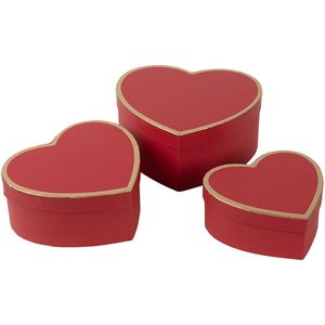 Clayre & Eef Opbergdoos Set van 3 21x20x9/18x17x7/15x14x6 cm Rood Karton
