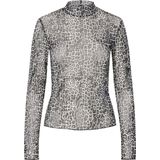 Pieces - Pcjeshi Ls High Neck Top Jrs Bc 17159223 - T-shirt - Rabbit/leopard