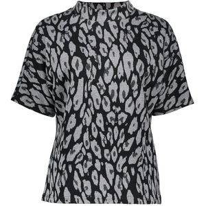 Geisha T-shirt Top Met Panterprint 42667 Black grey Dames