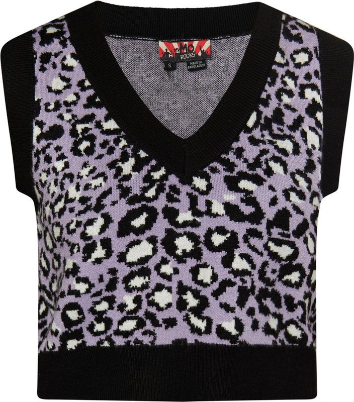 myMo - ROCKS - Trui - Lichtlila - Dierenprint - Mouwloos