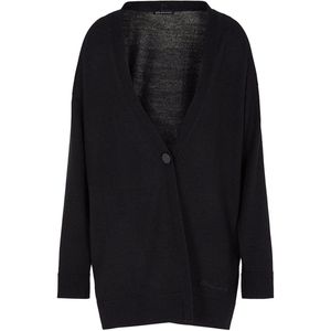 Armani Exchange - Zwarte Shawl Kraag Sweater - Dames - Polyester - Aw 24