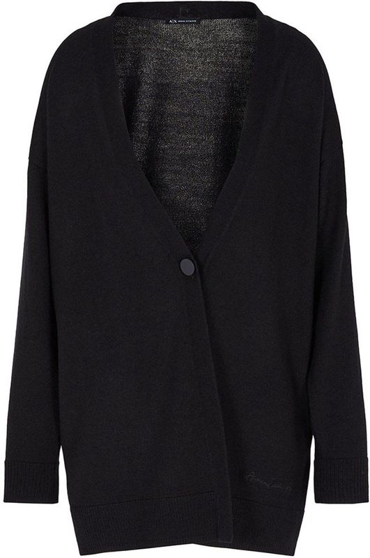 Armani Exchange - Zwarte Shawl Kraag Sweater - Dames - Polyester - Aw 24