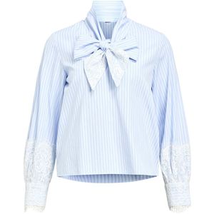 Object - Blouse - Brunnera Blue/Wit - Regular Fit