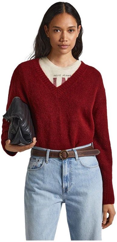 Pepe Jeans - Denisse - Damestrui - V-hals - Pluizige Textuur - Lange Mouwen