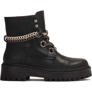 Veterboots - Zwart - Nerfleder - Metalen Kettingen