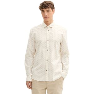 TOM TAILOR Denim Slim fit herenhemd met patroon, 36841 - White Multi Triangle Print, XXL