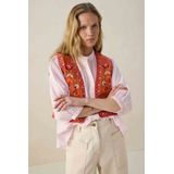 Sissy-Boy - Gilet - Lichtrood - 100% Katoen - Bloemenborduurwerk