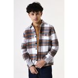 GARCIA - Overshirt - Wit - Regular Fit - 100% Katoen - Ruitpatroon