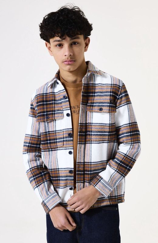 GARCIA - Overshirt - Wit - Regular Fit - 100% Katoen - Ruitpatroon