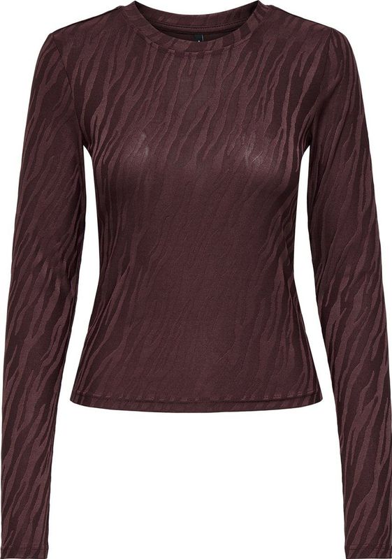 Only T-shirt Onlzele L/s Roundneck Top Jrs 15364769 Decadent Chocol/jose Zebra Dames Maat - M