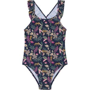 Badpak met print voor meisjes familiecollectie inktblauw