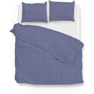 Zohome Dekbedovertrek Lino - Effen Bedlinnen - 260x220 - Blauw - Dekbedhoes van 100% Katoen