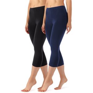 Merry Style MS-MS10-144-LE-2Pack Dames 3/4 Leggings 2Pack - Sport - Vrijetijdsbroek - Capri - Viscose - Sporbroek - Yogabroek - Zwart/Marine - XS