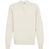 WE Fashion - Heren Regular fit gebreide polo met structuur - Regular fit - Beige - Katoen - Maat: S