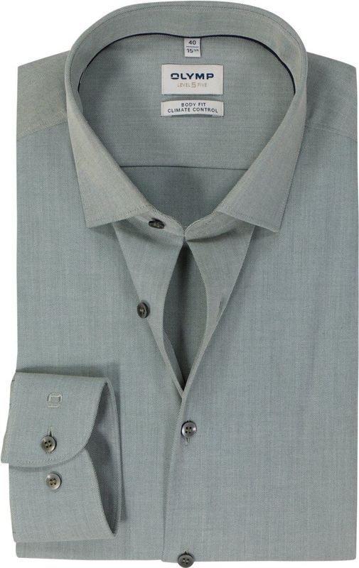 OLYMP - 24/7 Level 5 - Overhemd - Groen - Strijkvriendelijk