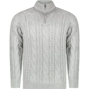 Cars - SW Knit - Grijze Melee Trui - 100% Katoen - High Neck met Ritssluiting