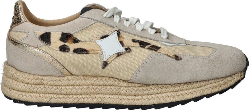 Iqonic - Sneakers - Beige - Suède - Panterprint en Metallic Accenten