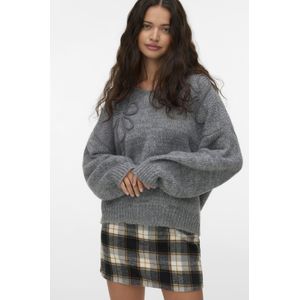 Vero Moda - Vmlollipop Ls V-neck - Trui - Medium Grey Melange - Dames