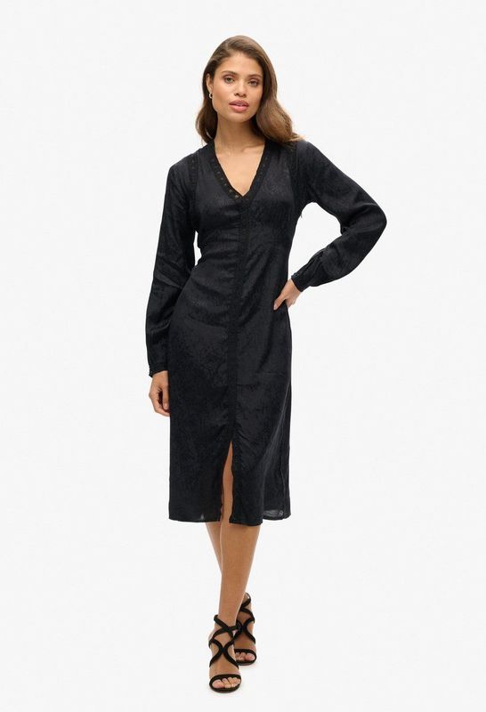 Superdry - Halflange jurk met kanten rand - Dames - Jurken