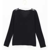 Oroblu - Perfect Line Cashmere - Lace T-Shirt - Zwart - Lange Mouwen