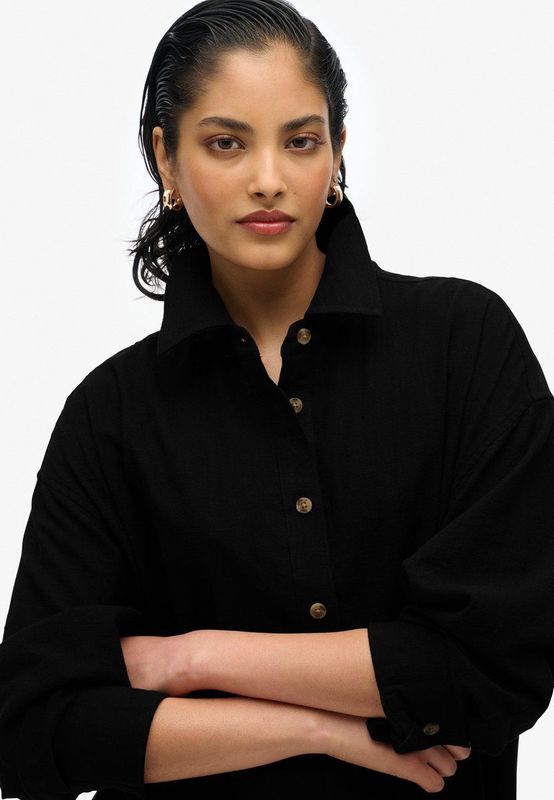 Superdry - Ibiza Longline Beach - Shirt - Zwart - 3/4-mouw