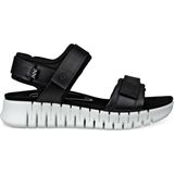 Zwart - Sandalen - Plateauhak - Klittenbandsluiting - Textiel