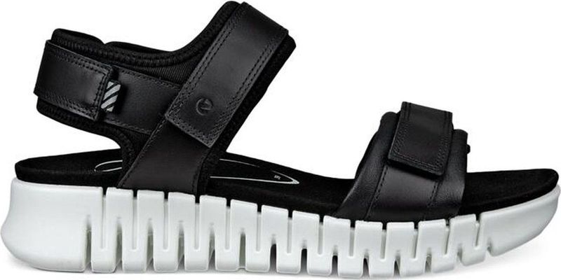 Zwart - Sandalen - Plateauhak - Klittenbandsluiting - Textiel