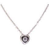 Christian - Ketting Hart - 14 Karaat Wit Goud - Zirkonia - 45 cm