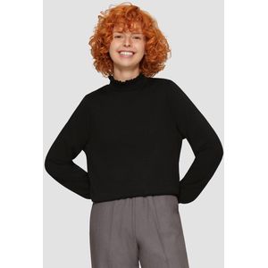 Q/S designed by - Sweatshirt - Zwart - Gegolfde Kraag - Zonder Capuchon