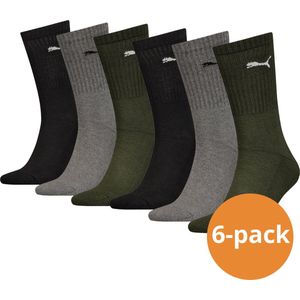 Puma - Sportsokken - Zwart Grijs Donkergroen - 6 paar Unisex
