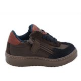 Pinocchio - P1403-254 - Sneakers - Donkerbruin Combi - Vetersluiting en Ritssluiting