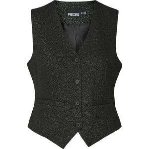 Pieces - Pcbosella - Gilet - Zwart/Zilver - Glitter