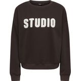ONLY - ONLSWEAT - Sweatshirt - Donkerbruin / Wit