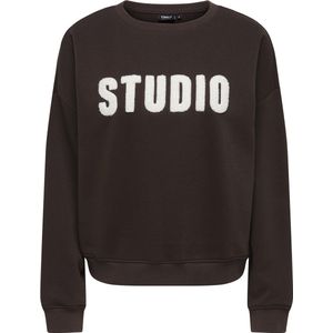 ONLY - ONLSWEAT - Sweatshirt - Donkerbruin / Wit