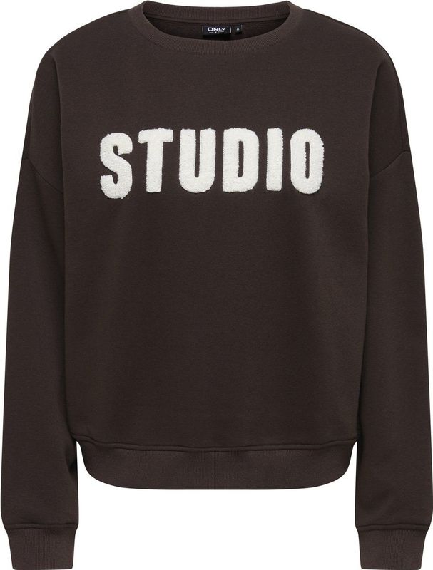 ONLY - ONLSWEAT - Sweatshirt - Donkerbruin / Wit