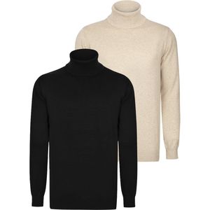 Felix Hardy - Colturi - Trui 2 Pack - Beige-Zwart - 100% Katoen Heren