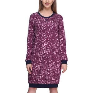 Merry Style - MS-MS10-180-ND - Dames Nachtemd - Wijnrood/Sterren - Lange Mouwen - Katoen